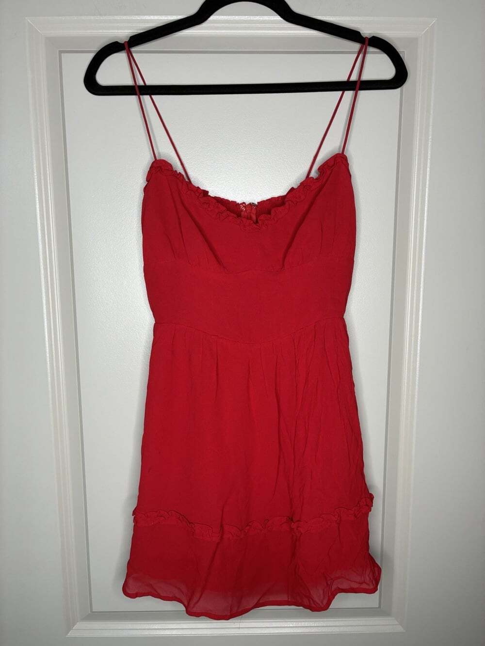 Reformation Sleeveless Mini Dress in Red Size 2 Frilly Ruffle Girly
